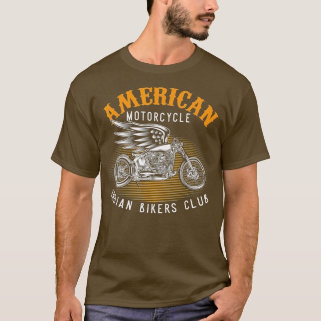 Motorradfahrer American Motorrad Indischer Club T-Shirt (Vorderseite)