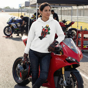Motorradfahrer auf rotem Sportbike Hoodie
