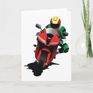 Motorradfahrer auf rotem Sportbike Karte