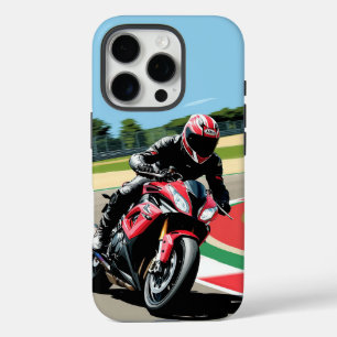 Motorradfahrer auf Sportbike auf der Küstenstraße iPhone 16 Pro Hülle