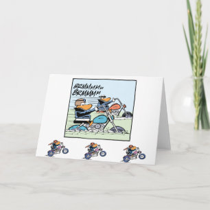 Motorradfahrer Cartoon Grußkarte Karte