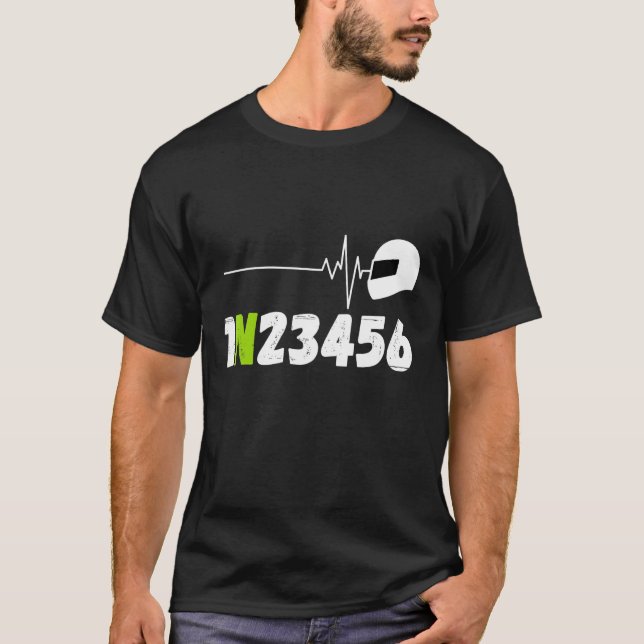Motorradfahrer Ecg Heartbeat 1 n T-Shirt (Vorderseite)