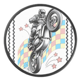 Motorradfahrer Eishockey Puck