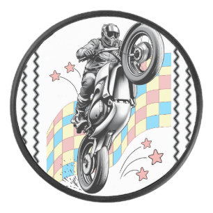 Motorradfahrer Eishockey Puck