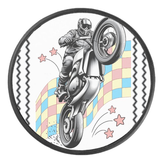 Motorradfahrer Eishockey Puck (Vorderseite)
