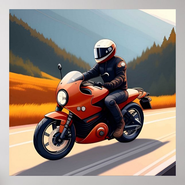 Motorradfahrer fahren entlang der Gebirgsstraße Poster (Vorne)
