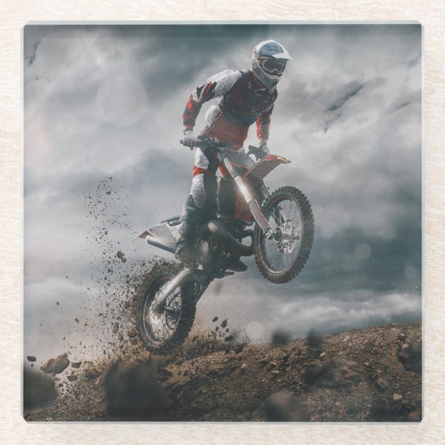 Motorradfahrer Glasuntersetzer (Vorderseite)