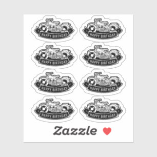 Motorradfahrer Happy Birthday Party Scrapbook Aufkleber