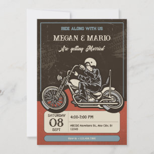 Motorradfahrer-Hochzeit Einladung