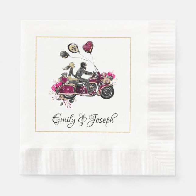 Motorradfahrer Hochzeit von Napkins Serviette (Vorderseite)