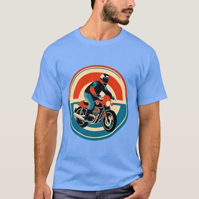 Motorradfahrer im lebhaften Retro-Stil T-Shirt (Vorderseite)