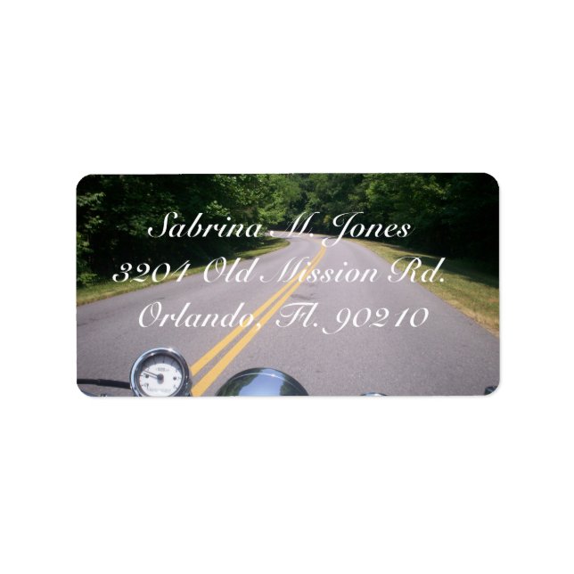 Motorradfahrer mit blauer Brücke 3 Adressaufkleber (Vorne)