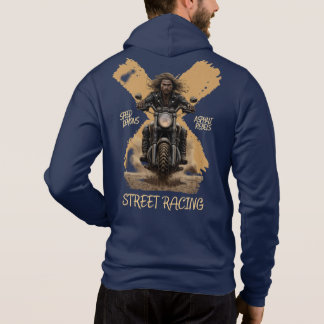 Motorradfahrer mit Fliegenhaar Hoodie