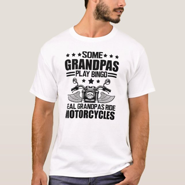 Motorradfahrer Opa - Motorrad fahren in Echtzeit T-Shirt (Vorderseite)