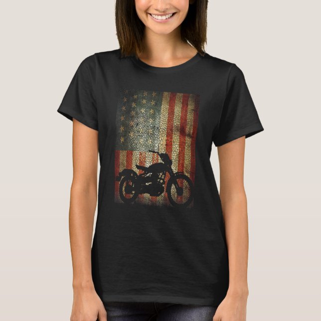 Motorradfahrer - Patriotische Grunge T-Shirt (Vorderseite)