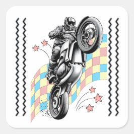 Motorradfahrer Quadratischer Aufkleber