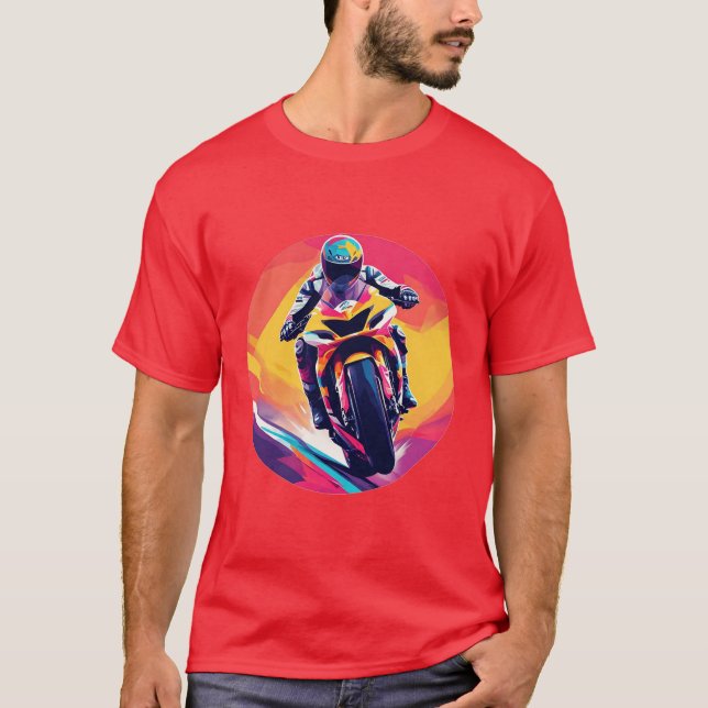 Motorradfahrer-Racing Dynamische Illustration T-Shirt (Vorderseite)