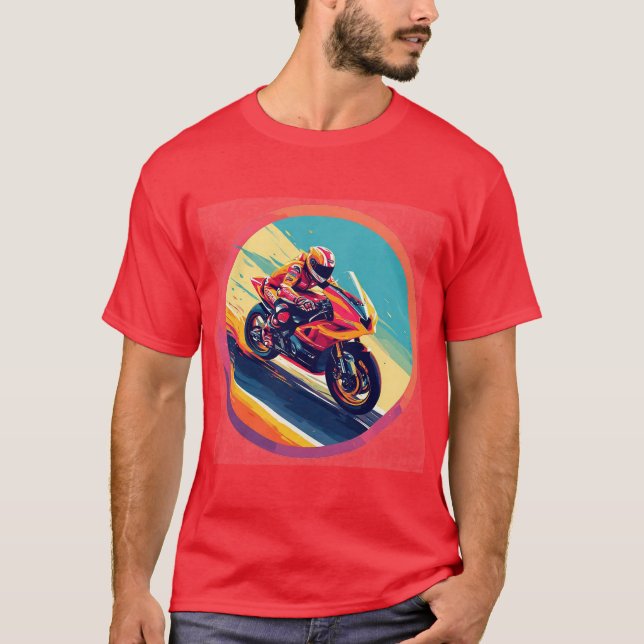 Motorradfahrer-Racing Dynamische Illustration T-Shirt (Vorderseite)