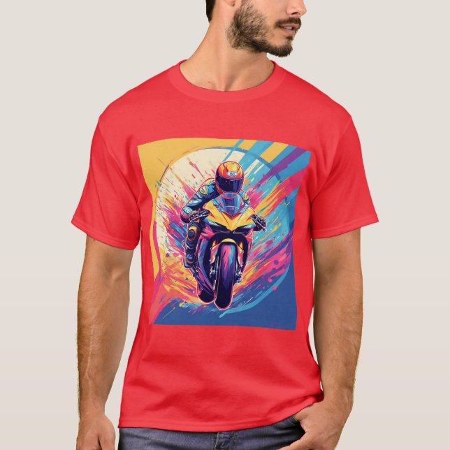 Motorradfahrer-Racing Dynamische Illustration T-Shirt (Vorderseite)