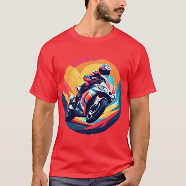 Motorradfahrer-Racing Dynamische Illustration T-Shirt (Vorderseite)