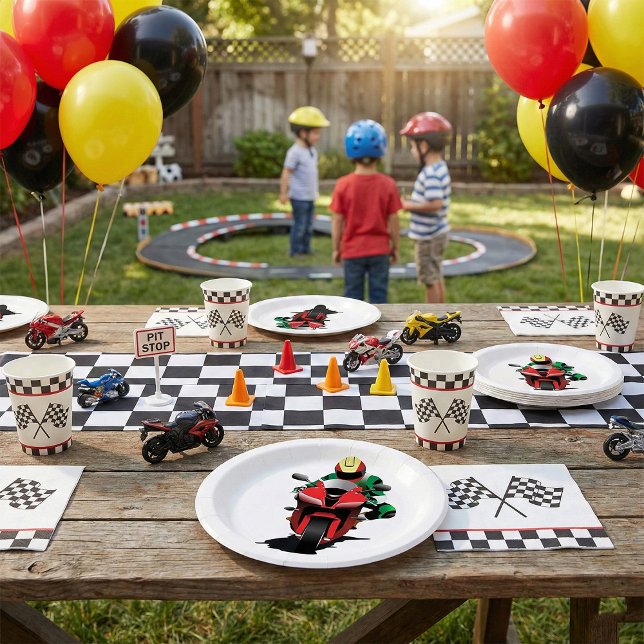 Motorradfahrer Reiten Red Sportbike Pappteller (Von Creator hochgeladen)