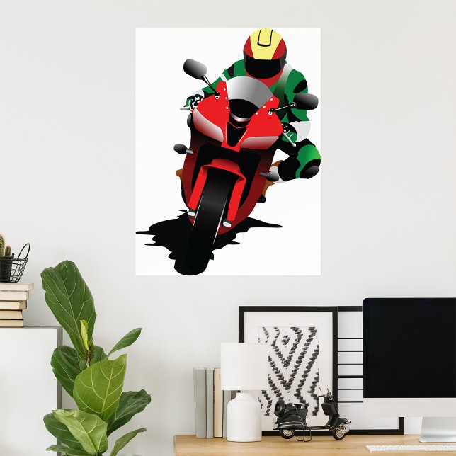 Motorradfahrer Reiten Red Sportbike Poster (Von Creator hochgeladen)