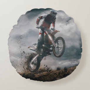 Motorradfahrer Rundes Kissen