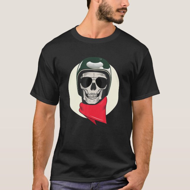 Motorradfahrer-Schädeldesign T-Shirt (Vorderseite)