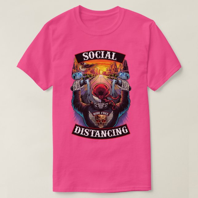 Motorradfahrer-Skull für soziale Distanzen T-Shirt (Design vorne)