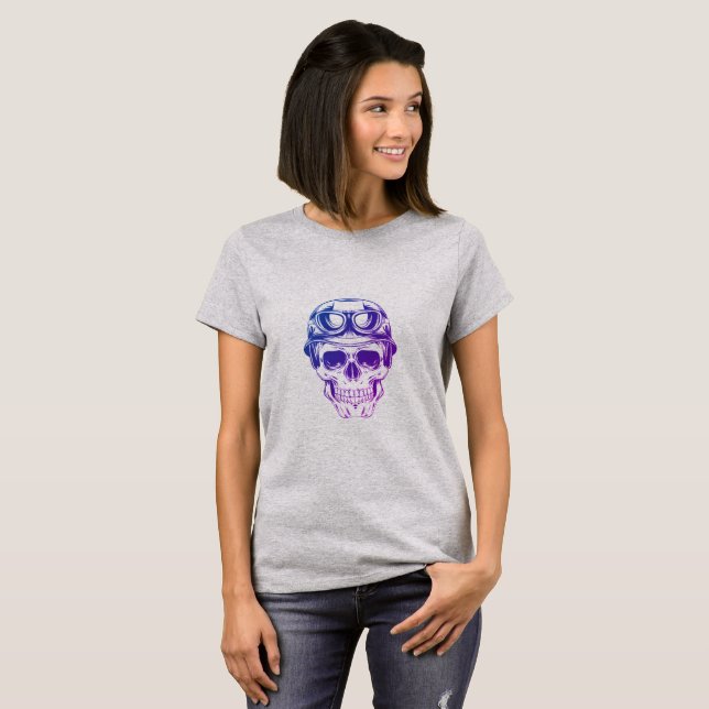 Motorradfahrer Skull T-Shirt (Vorne ganz)