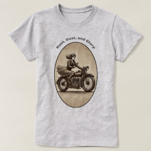 Motorradfahrerin im Vintage-Look mit Schutzbrille T-Shirt