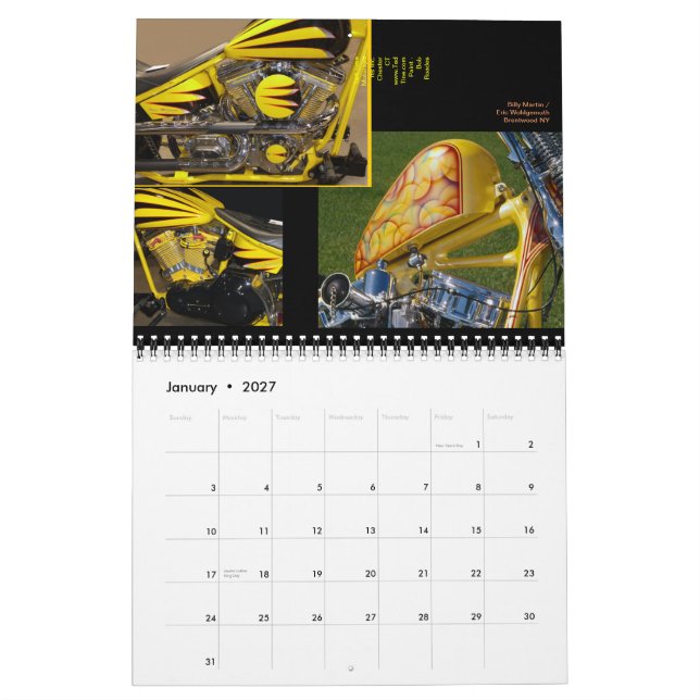 Motorradfarbe Mitte 12 Monate Kalender (Jan 2027)