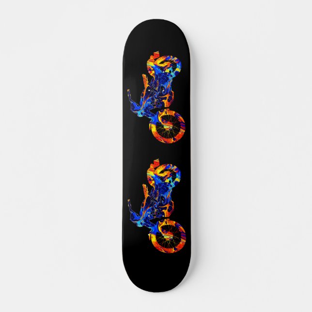 MOTORRADFARBIGER MIX-NEONFALT  SKATEBOARD (Vorne)