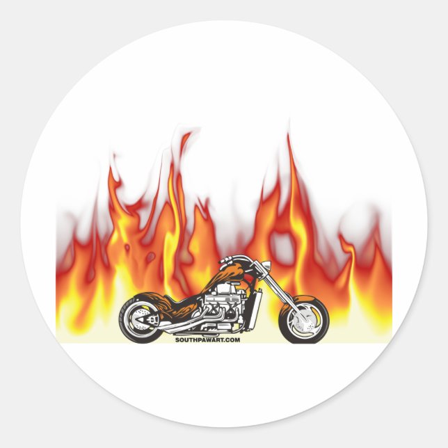 Motorradfeuer Runder Aufkleber (Vorderseite)