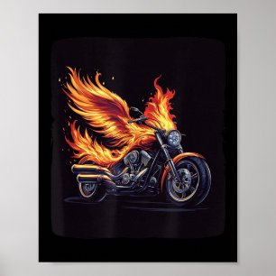Motorradflüge in Flammen für das Brennen von Fahrr Poster