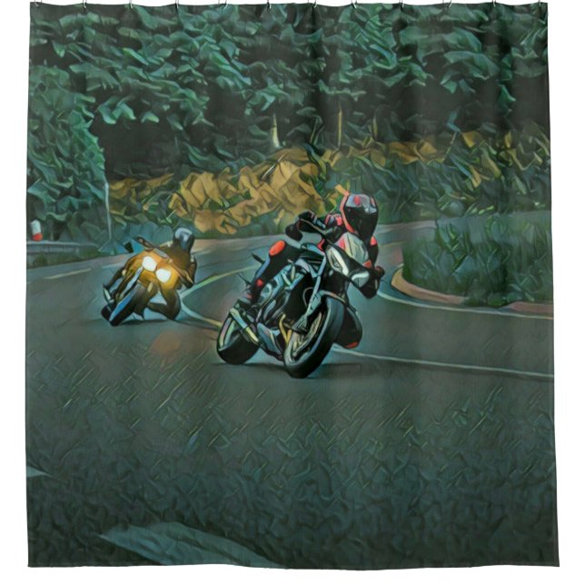 Motorradgeschenk Duschvorhang (Vorderseite)