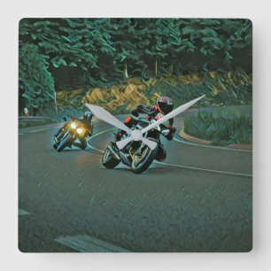 Motorradgeschenk Quadratische Wanduhr