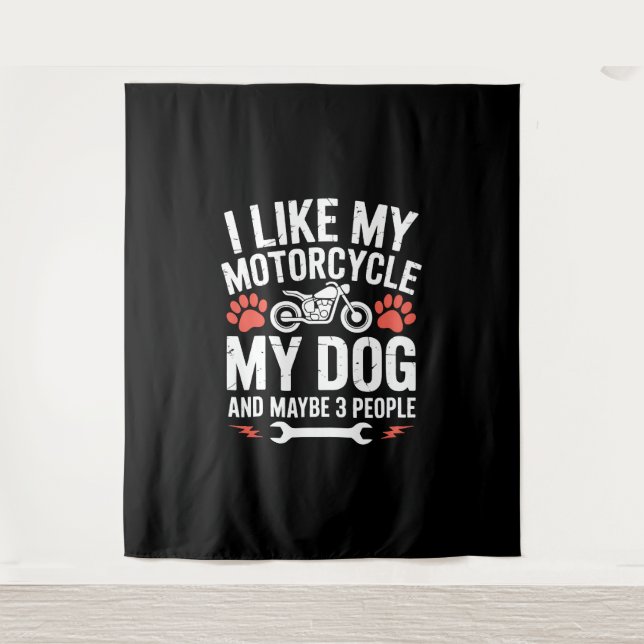 Motorradhund Sarcastic Quote Hunde Humor Wandteppich (Vorderseite)