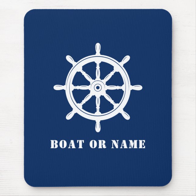 Motorradhütte und Ihr Boot oder Name Marine Mousepad (Vorne)