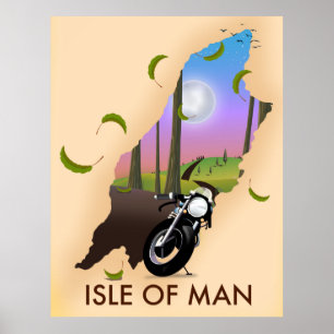 Motorradkarte Isle of Man Reiseplakat Poster