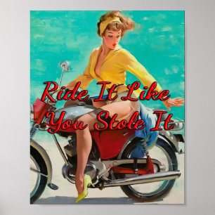 Motorradmädchen aus den 1950er Jahren von Gil Elvg Poster