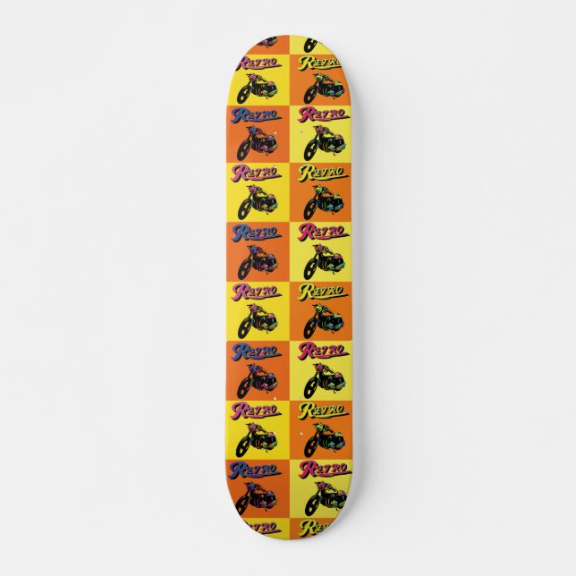 Motorradmuster Retro 70er popart Skateboard (Vorne)