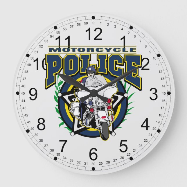 Motorradpolizei Große Wanduhr (Vorderseite)