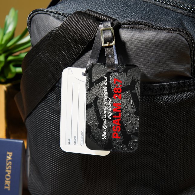 Motorradreifen mit Psalm 28:7 Bibelverse Gepäckanhänger (Von Creator hochgeladen)