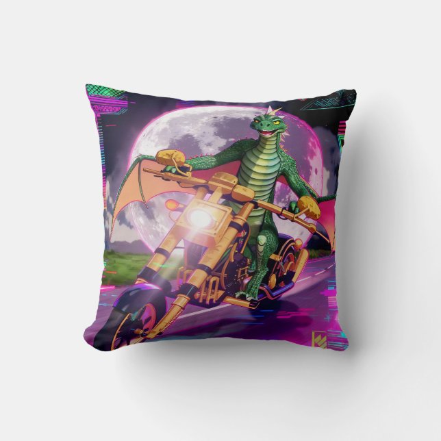 Motorradrenn-Drache Kissen (Vorderseite)