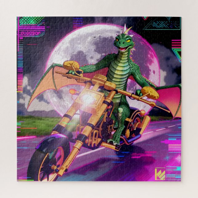 Motorradrenn-Drache Puzzle (Vertikal)