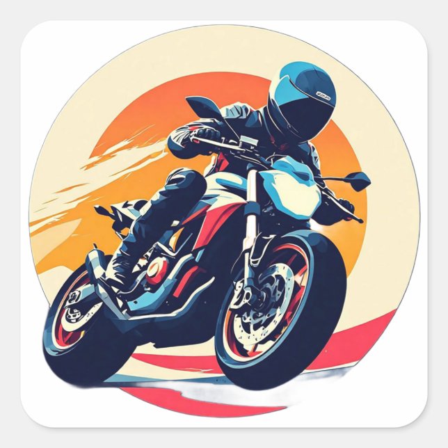 Motorradrennen Quadratischer Aufkleber (Vorderseite)