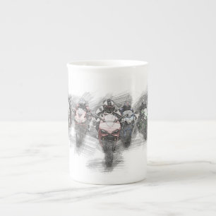 Motorradrennen-Tasse Prozellantasse