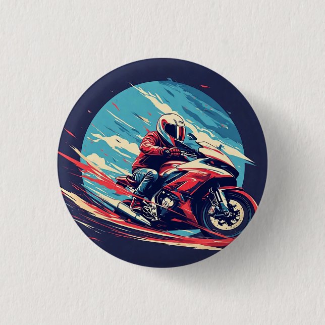 Motorradrennfahrer Button (Vorderseite)