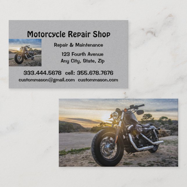 Motorradreparatur und Service-Shop Visitenkarte (Vorne/Hinten)